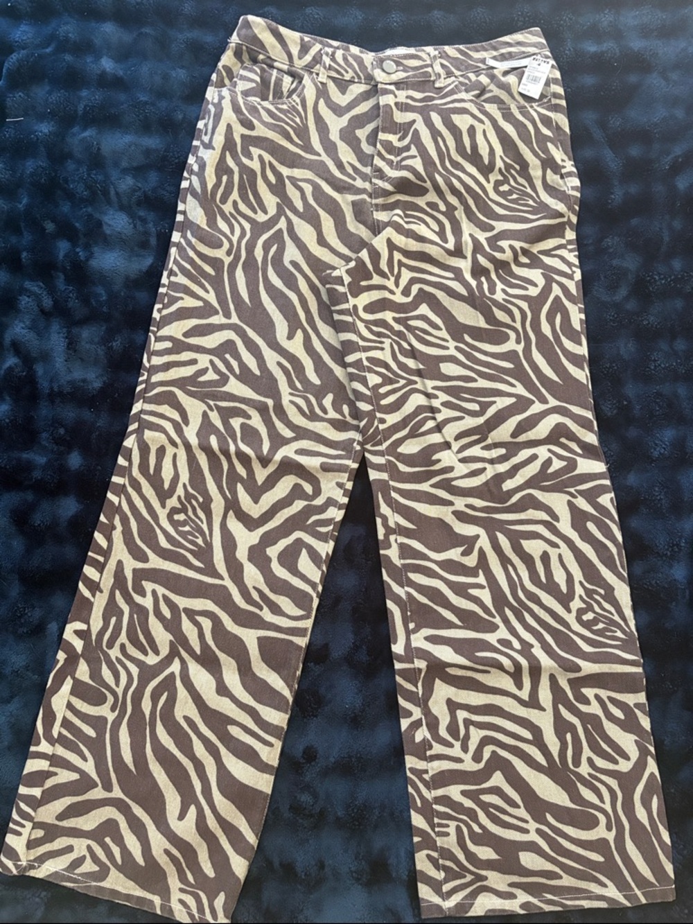 Women’s Zebra-Print Straight Leg Pants - Brown/Cream